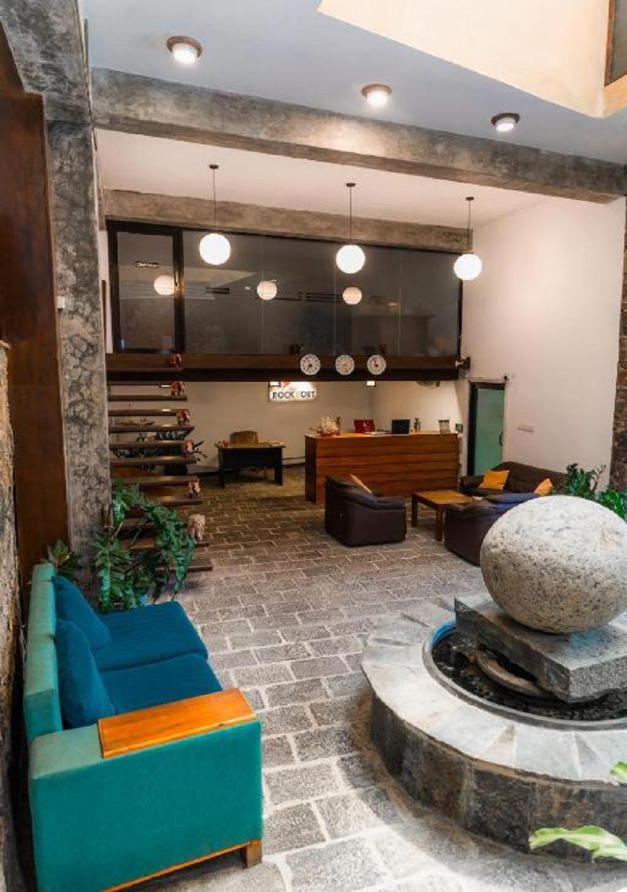 Grand Lobby Lounge with Stone Sphere